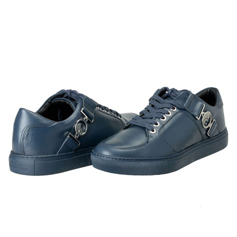 versace leather v sneaker navy|Versace sneakers for men.